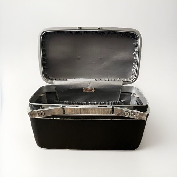 Vintage SAMSONITE Silhouette Vanity Beauty Train Case Dark GRAY 1960's - Picture 4 of 13